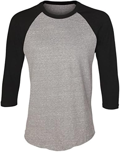 Inclusion Apparel Unisex Raglan Shirt Baseball Tee 3/4 Sleeves Athetic Fit Top, Heather Gray Black, Medium