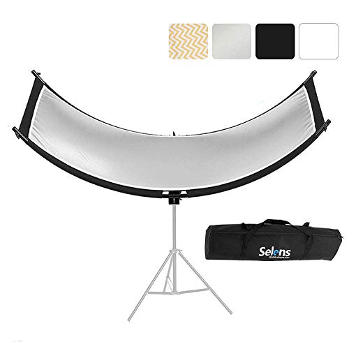 Selens 4 in 1 Reflektor 60x180cm U Form Gebogener Reflektoren Einstellbarer Beleuchtungs Diffusor mit Schwarz/Weiß/Gold/Silber Reflectors Tragetasche für Fotografie Fotostudio Porträt Catch Light