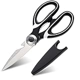 TICARE Kitchen Shears Multifunctional Heavy Duty Scissors Ultra Sharp Stainless Steel Shears for Chicken, Poultry, Fish, Vegetables and Bbq, Black