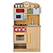 Teamson Kids Little Chef Florence Classic Interactive Wooden Play Kitchen with Accessories and Storage Space for Easy Clean Up, Wood Grain with Red and Yellow Accents