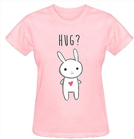 Latoca Bunny Hug 100% Cotton Funny Tee Shirts For Women Crew Neck Pink