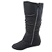 Top Moda Bank-81 Women's Fashion Round Toe Flat Heel Zipper Buckle Slouchy Mid-Calf Boot Shoes (10, Black)