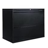 Alera Products - Alera - Two-Drawer Lateral File Cabinet, 36w x 19-1/4d x 29h, Black - Sold As 1 Each - 19 1/4quot; deep drawers with side-to-side hang rails to accommodate letter/legal hanging files. - Full drawer extension on steel ball bearing tel