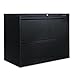 Alera Products - Alera - Two-Drawer Lateral File Cabinet, 36w x 19-1/4d x 29h, Black - Sold As 1 Each - 19 1/4quot; deep drawers with side-to-side hang rails to accommodate letter/legal hanging files. - Full drawer extension on steel ball bearing telescoping slide suspension. - Reinforced double-wall drawer fronts provide extra stability. - Stylish full-width recessed pulls. - Anti-tipping interlock system allows only one drawer to open at a time.