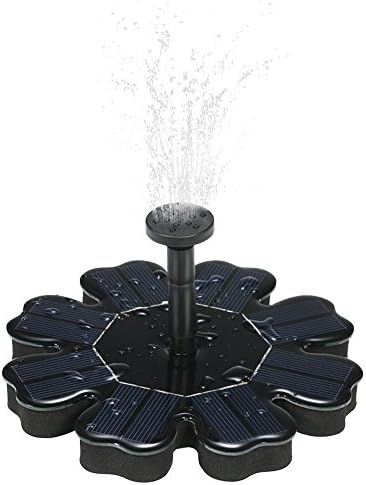 JPLSK Solar Fountain, 1.6W Solar Powered Bird Bath Small Water Pump for Pedestal Bird Bath/Outdoor Garden Pond/Swimming Pool, 4 Nozzles Included