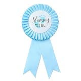 Baby Shower Mom Tinplate Badge Pin - Baby Shower Party Buttons New Mom Gifts Gender Reveals Party Favors Baby Girl Pink Rosette Button Baby Celebration (Sky Blue)
