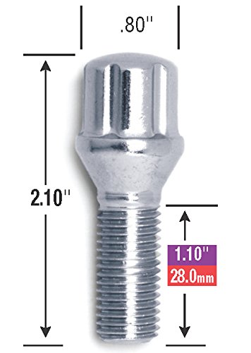 Gorilla Automotive 17125SD-20 12mm x 1.25 Thread Size Chrome Finish Small Diameter Lug Bolt, (Set of 20)