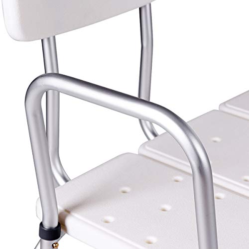 Bath Bench, WATERJOY 5 Height Adjustable Medical Bath Seat Stool Shower Chair with Back and Armrest, Bathroom Bath Tub Transfer Bench