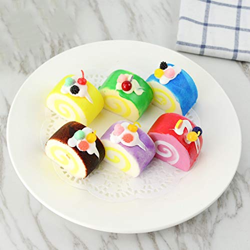 YDZN Realistic Artificial Dessert Mixed Fake Cake Food Model Simulation Swiss Roll Photography Props Kitchen Home Decoration Display(1pc,Color Random)