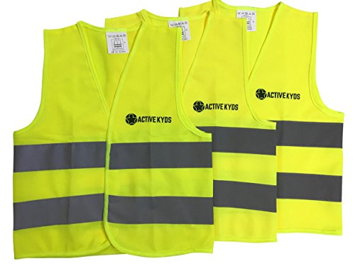 Active Kyds 3 Pack Medium High Visibility Kids Safety Vest for Construction Costume, Biking