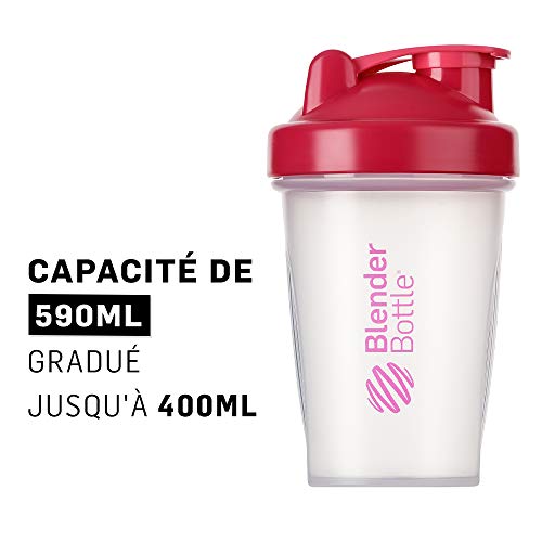 BlenderBottle Classic Shaker cup / Diet Shaker / Protein Shaker with Blenderball / 590ml - clear pink