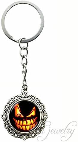 Kawaii Glass Cabochon Pendant Key Chains Cute Smiling Witch Wizard Pumpkin Key Chain Ring Jewelry (photo2)