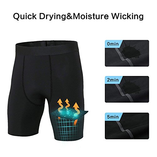 Niksa 3 Pack Compression Shorts Men Quick Dry Black Performance Athletic Shorts-L - Thumbnail 3