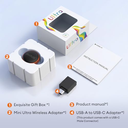 Carlinkit Mini Ultra 3 Wireless CarPlay Adapter, Wireless Android Auto Adapter, Convert OEM Wired to Wirelesss Dongle, USB-A/C Plug & Play, Auto-Connect, OTA Upgrade, Orange