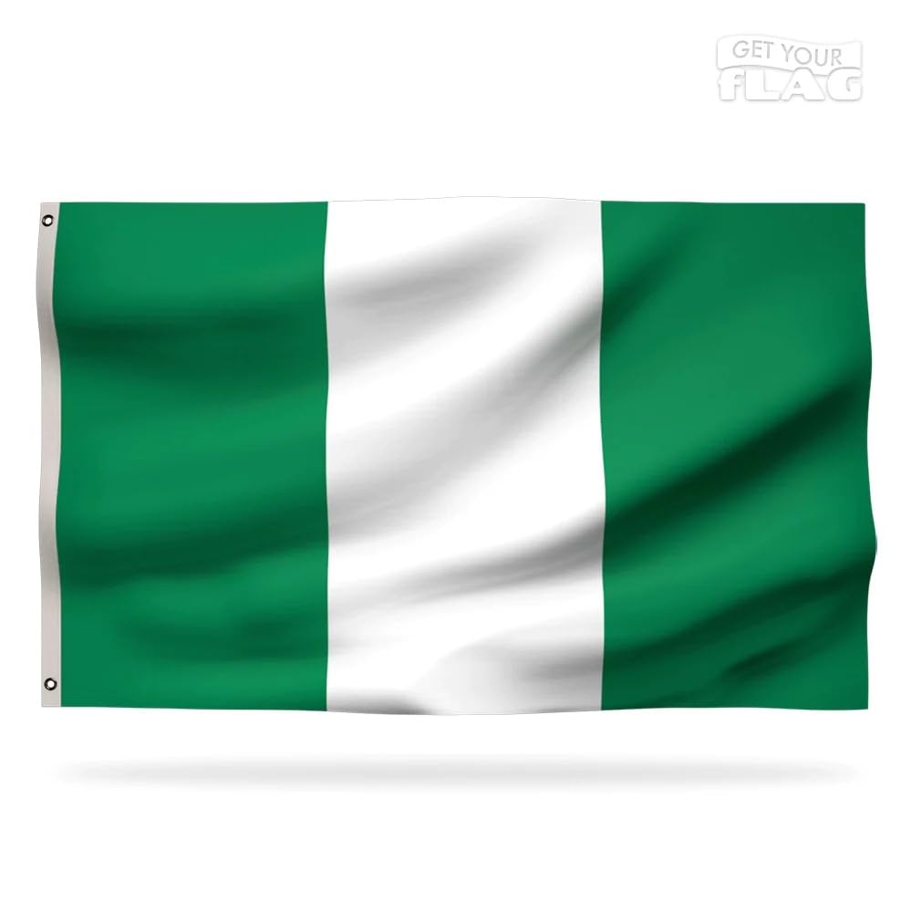 Premium Nigerian Flag 150x90cm - Very Resistant and Excellent Quality Nigeria Flag with 2 metal eyelets - Be proud of your colors !