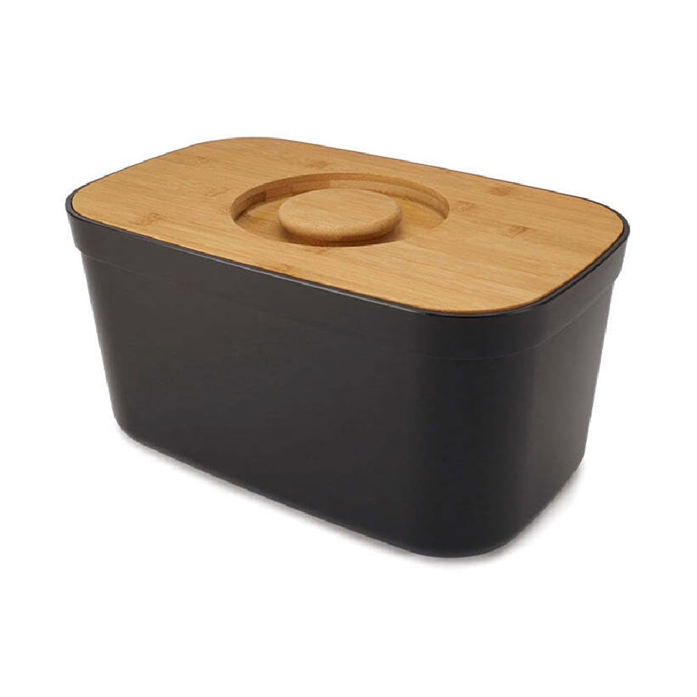 Joseph Joseph Bread Bin with Cutting Board Lid, Black, 8