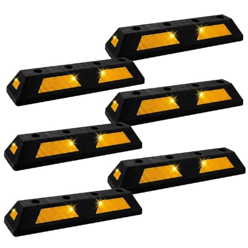 SELECTSHOP Set de 6 Topes Para Estacionamiento de 75 cm Con Reflejante Uso Rudo Vulcanizado Pre-Polímero de poliuretano Garaje Estacionamiento Division Carriles Resistente a Temperaturas