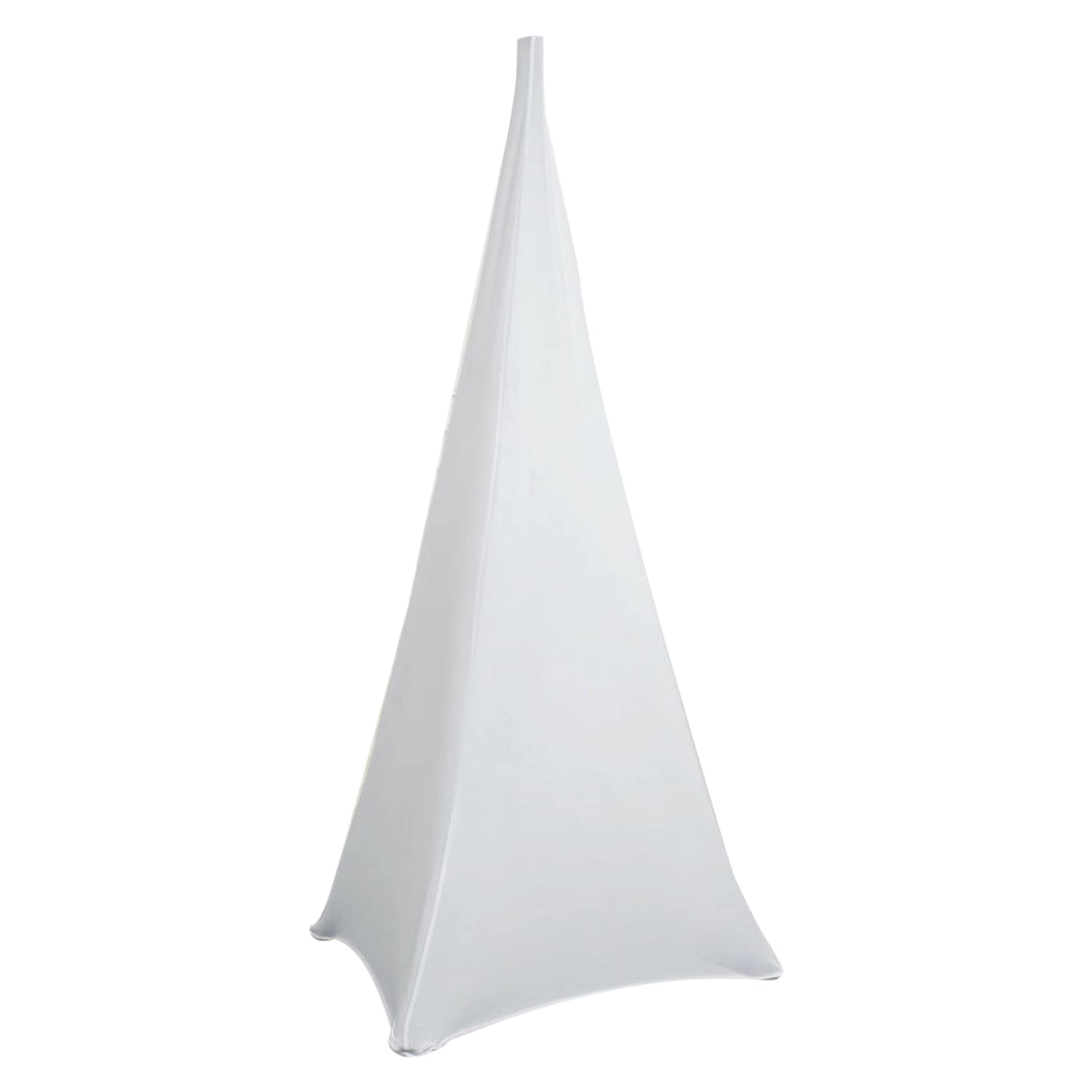 Weddecor White Tripod Speaker Stand Cover Strech Fabric 360 Degree Coverage Triple Sided DJ Accessory for Weddings, Banquets, Parties, Events, Birthday, 2pcs
