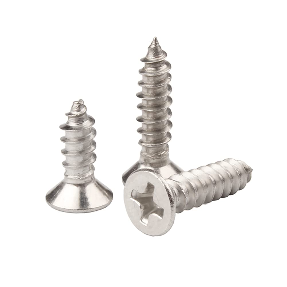 ORANXIN M5 x 20mm 50 Pcs Stainless Steel 304 Cross Countersunk Wood Screws Self Drilling Flat Head Lengthen Self Tapping Screws