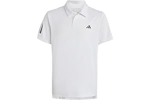 adidas Boys Club Tennis 3-Stripes Polo Shirt, White, Medium