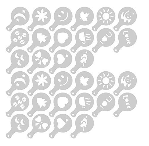 Lovelegis - Decorative Stencils for Coffee - Cappuccino - Decoration - Lettering - Images - Bar - Latte Macchiato - Random Patterns - 16 Pieces