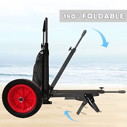 Bonsing Beach Trolley Cart, Foldable HeavyDuty Beach Cart with 12 Inch