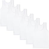 Phedrew 6 Pcs Kids Soft Undershirt Tank Tops Cotton Undershirt Sleeveless Shirts for Girls Boys Unisex