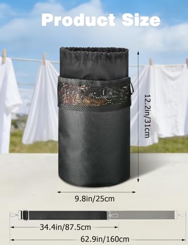 Mellbree Peg Bag for Washing Line with 50 Pegs, Clothes Peg Bag with Shoulder Strap for Laundry Clothes Pegs, Indoor Outdoor Pegs Organizer Storage Use