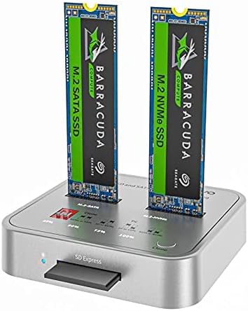 Bewinner M.2 SSD Duplicator, 20Gbps Dual Bay NVME Tot USB C -behuizing