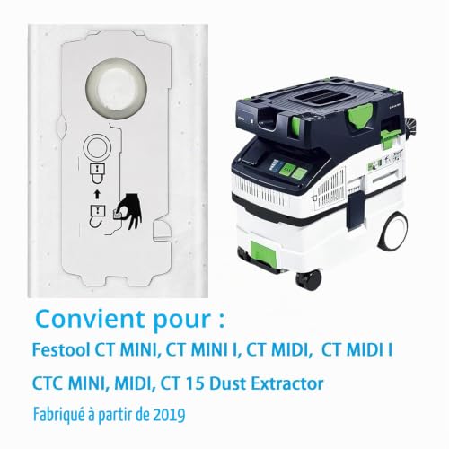 CT Festool MINI/MIDI/15, SC-FIS-MIDI-2/5 204308 Vacuum Cleaner Bags, Pack of 8