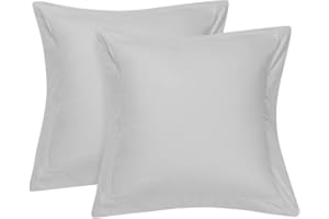 Cotton Delight European Pillow Shams Set of 2 Silver Euro Shams 100% Natural Cotton 800TC Premium Euro Pillow Shams 26x26 Pillow Cover, Cushion Cover Euro Size (Euro 26x26, Silver)