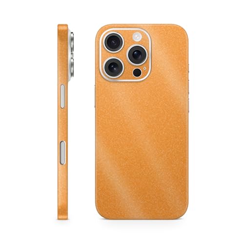 Glossy Glitter Phone Skin Compatible with Apple iPhone 16 Pro - Solid Orange -…