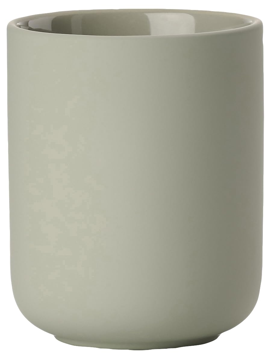 Zone Denmark Ume Stoneware/Ceramic Toothbrush Holder, Beautiful & Practical Bathroom Accessories, Diameter 8.3 cm, Height 10.3 cm, Eucalyptus Green
