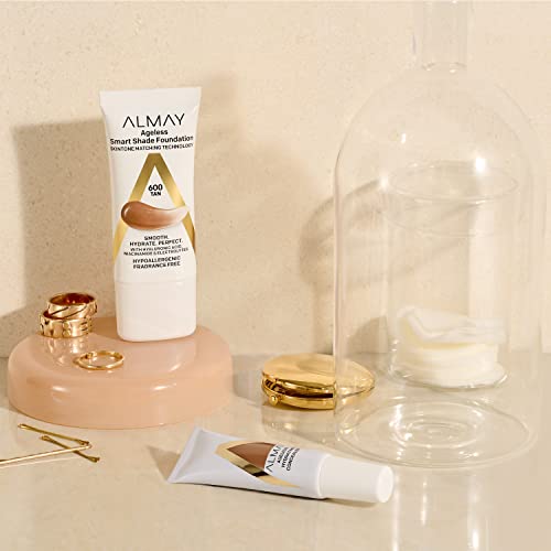 ALMAY ANTI-AGING FOUNDATION, SMART SHADE FACE MAKEUP WITH HYALURONIC ACID, NIACINAMIDE, VITAMIN C & E, HYPOALLERGENIC-FRAGRANCE FREE, 100 LIGHT, 1 FL OZ (PACK OF 1)