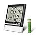 EIVOTOR Temperature Hygrometer, Indoor Thermometers Humidity Monitor with LCD Display, Home Digital Dual Wall Alarm Clock with Day, Date - Battery Included