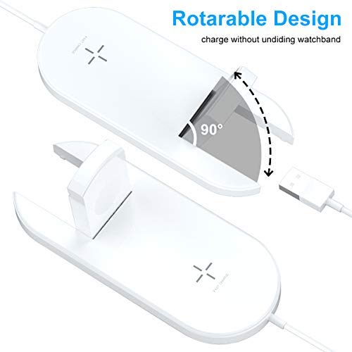 Wireless Charger for Apple Watch Wireless Fast Charging Pad, 2 in 1 Stand Charging Pad Compatible with Apple Watch Series 1/2/3,iPhone XR/XS Max,Samsung Galaxy Note 8/S8 Plus/S7 Edge & Qi-Enabled Phone (Beige)