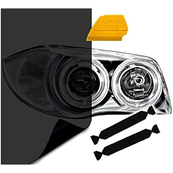 VViViD Air-Tint Extra-Wide Headlight Taillight Vinyl Tint Wrap 16 Inch x 48 Inch Roll Including Yellow Detailer Squeegee & 2X Black Felt Edge Decals (Dark Black)