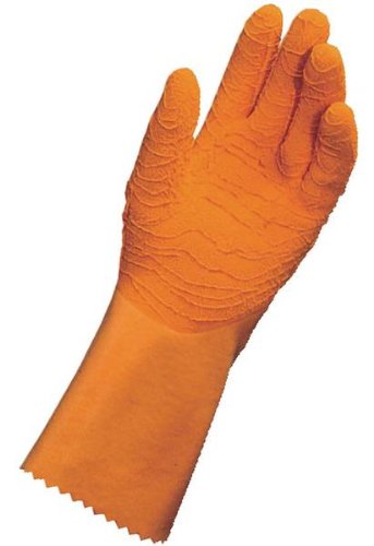 MAPA Harpon 321 Natural Latex Heavyweight Glove, Chemical Resistant, 0.050" Thickness, 12-1/2" Length, Size 8, Orange