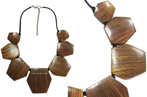 Rauf Handicraft Women's Wooden Style Beads Necklace Brown