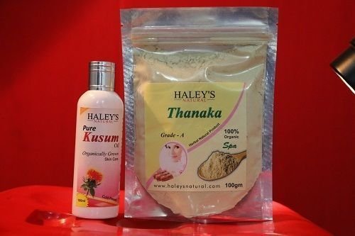 Thanaka Powder 100 Gm & Kusumba Oil 100 Ml for Permanent Hair Removal Myanmar Traditional Secret