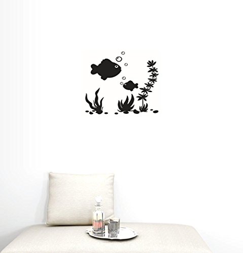 BIBITIME Underwater World Big and Small Fishes Wall Decal Algae Aquatic Plants Bubbles Vinyl Sticker for Nursery Bedroom Children Bedroom Kids Room Decor Bathroom Art Murals - Thumbnail 5