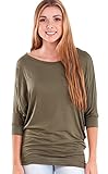 Ladies Dolman Style 3/4 Sleeve Long Hem Top, Multiple Colors S-3XL