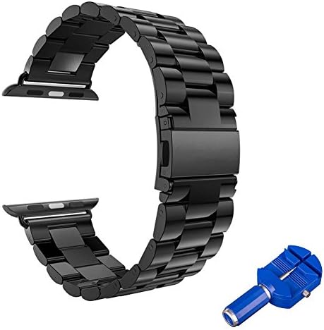 Apple Watch Band ,Stainless Steel Metal Replacement Bands Bracelet with WatchBand Size Remover Adjuster for Apple iWatch 42mm Black