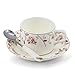 Porcelain Tea Cup and Saucer Set Coffee Cup with Saucer and Spoon 18 pc, Set of 6 (Rose)