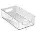 mDesign Small Plastic Office Storage Container Bins w/Handles for Organization in Filing Cabinet, Closet Shelf, Desk Drawers, Organizer for Notes, Pens, Pencils - Ligne Collection, Clear