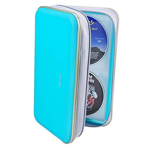 CD DVD Wallet, Wismart 96 Capacity Heavy Duty Sturdy DVD Storage Hard Shell CD Disk Holder DVD Case VCD Wallets Blu-ray Media Case Storage Holder Organizer Wallet,96 Capacity (SkyBlue)