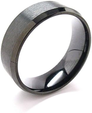 Black Gunmetal Stainless Steel Ring Wedding Band Mechanic Biker