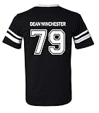 Adult Supernatural Dean Winchester 79 2-SIded Jersey (Small, Black)
