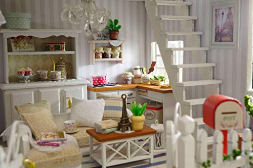 Rylai 3D Puzzles Miniature Dollhouse DIY Kit Light Paris Apartment Series Dolls Houses Accessories with Furniture LED Music Box