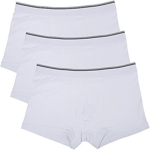 Laluna Men's Cotton Low-Rise Boxer Brief Underwear Trunks Pack of 3 Medium White